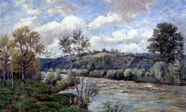 Blick In Das Neckartal Mit Altenriet Im Hintergrund Oil Painting - Hermann Druck