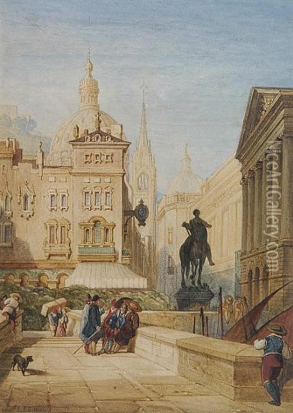 Continental Town Scene, Toledo Oil Painting - John Sell Cotman