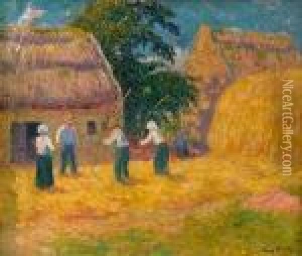 Le Battage Du Ble, Circa 1905 Oil Painting - Henri Moret