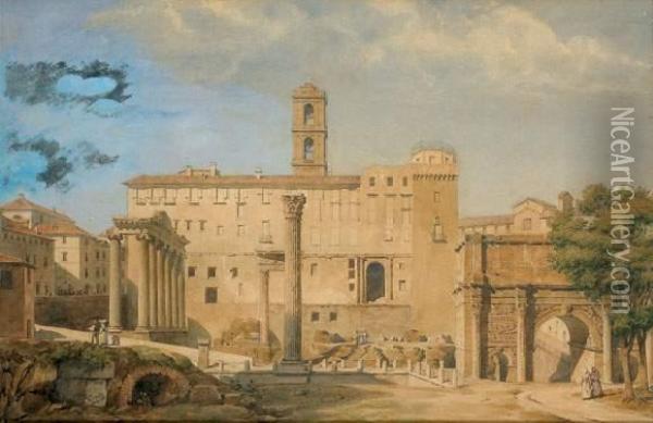 Rome, Le Forum Oil Painting - Hippolyte Omer Ballue