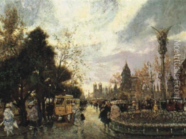 View Of Paris Oil Painting - Antal Berkes