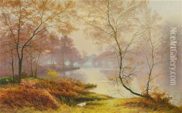 Herbstlandschaft Mit Einem Teich Oil Painting - Albert Gabriel Rigolot