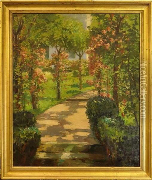 The Garden Of The House, San Sebastian Oil Painting - Julio Vila y Prades