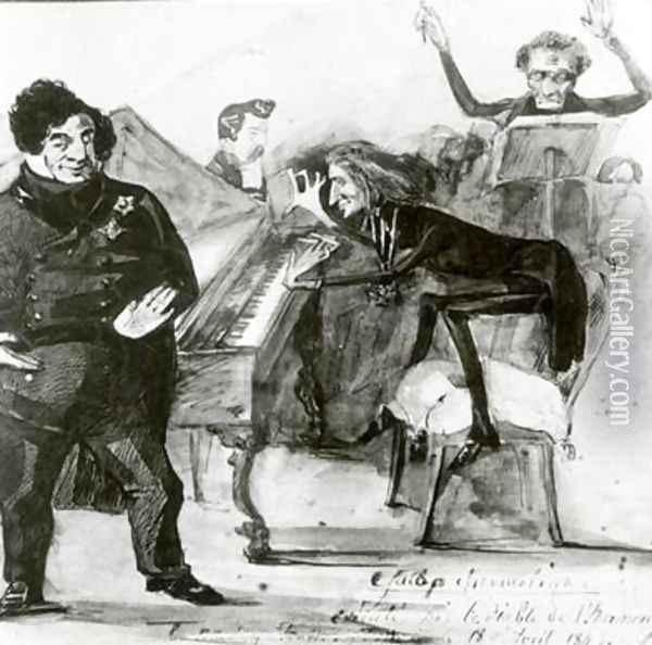 Galop Chromatique Caricature of Luigi Lablache Oil Painting - Henri (Karl Ernest Rudolf Heinrich Salem) Lehmann