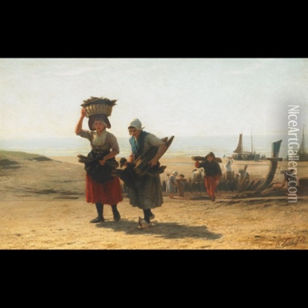 Fuel Gatherers Oil Painting - Philip Lodewijk Jacob Frederik Sadee