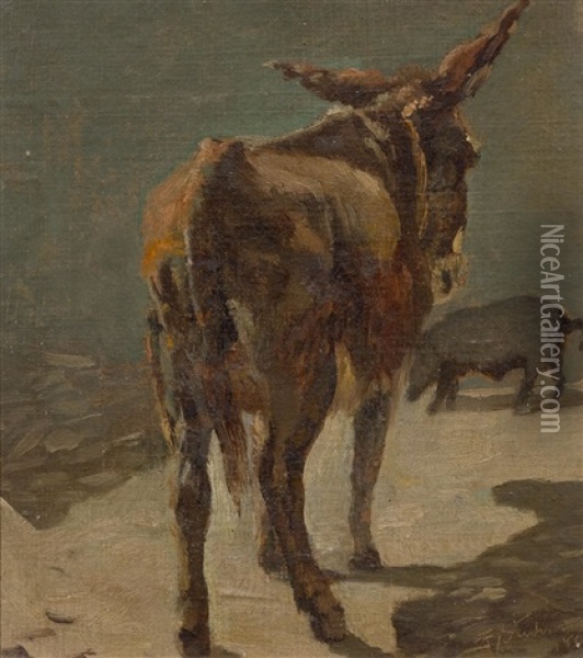 A Donkey Oil Painting - Frank Buchser