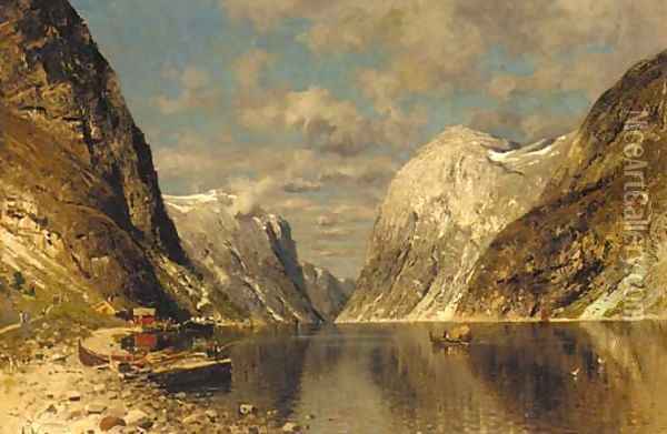 A fjord on a Summer's day Oil Painting - Adelsteen Normann