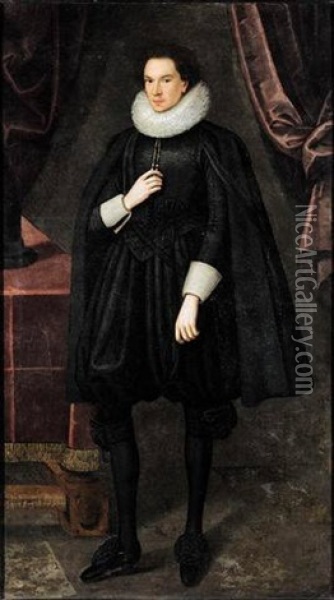 Portrait Of Sir Thomas Wentworth, Later Earl Of Strafford Oil Painting - Robert Peake the Elder