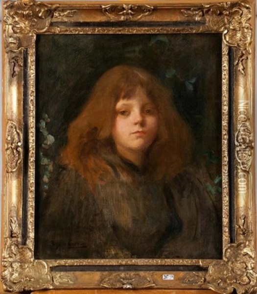 Portrait D'une Fillette Oil Painting - Eugene Carriere