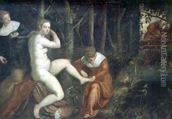 Susanna and the Elders Oil Painting - Domenico Tintoretto