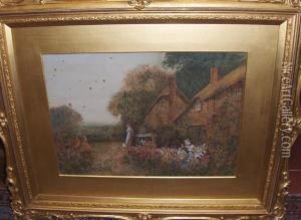 Country Cottage Scene Oil Painting - Fred Hines