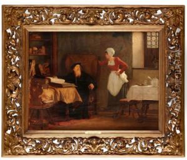 Tillskriven Interior Med Lard Man Oil Painting - Claudius Von Schraudolph