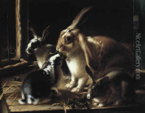 Rabbits Oil Painting - Horatio Henry Couldery
