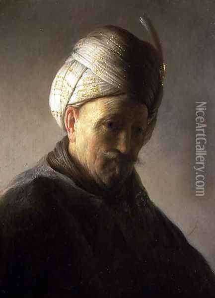 Portrait of a man in a turban, c.1630 Oil Painting - Jacques des Rousseaux
