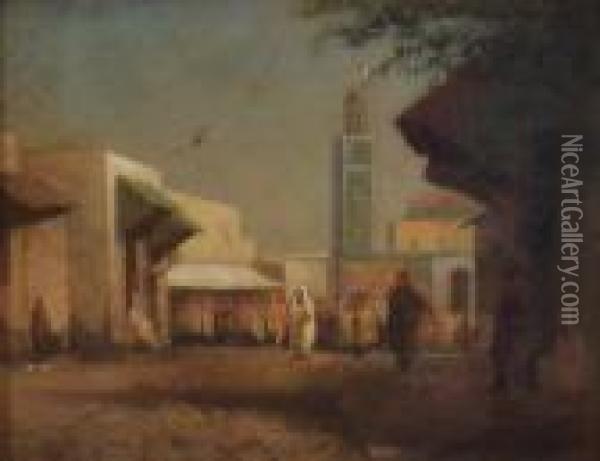 Middle Eastern Market Scene Oil Painting - Lemuel D. Eldred