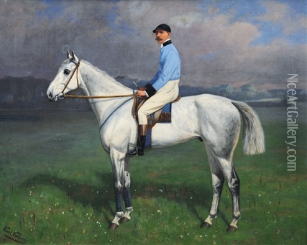 A. Andersen On The Back Of Sportsman Oil Painting - Karl Volkers