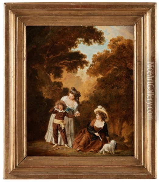 Tvenne Fruntimmer Som Bannar En Gosse (two Women Reprimands A Boy) Oil Painting - Pehr Hillestroem