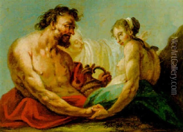 Lot Und Seine Tochter Oil Painting - Johann Sebastian Troger