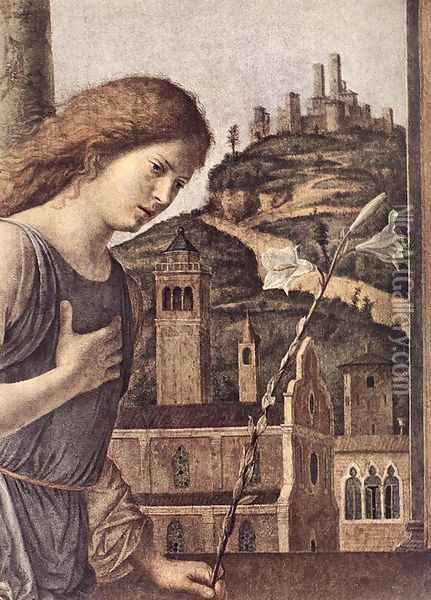 The Annunciation (detail) 1495 Oil Painting - Giovanni Battista Cima da Conegliano