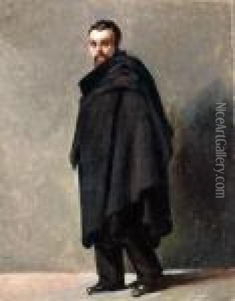 Portrait D'homme Au Manteau Noir Oil Painting - Jean-Baptiste-Camille Corot