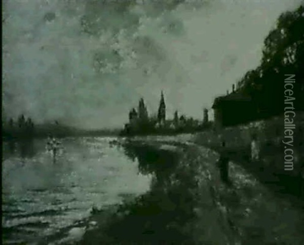 Rheinpartie Bei Eltville Oil Painting - Theodor Ohlsen
