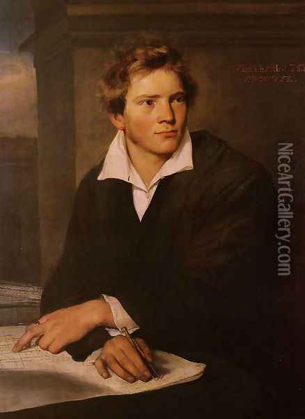Portrait of a Young Architect (or (Karl Josef Berckmuller?)) Oil Painting - Franz Xavier Winterhalter