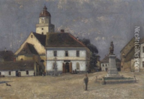Stadtplatz Mit Figurlicher Staffage Oil Painting - Samuel Brunner