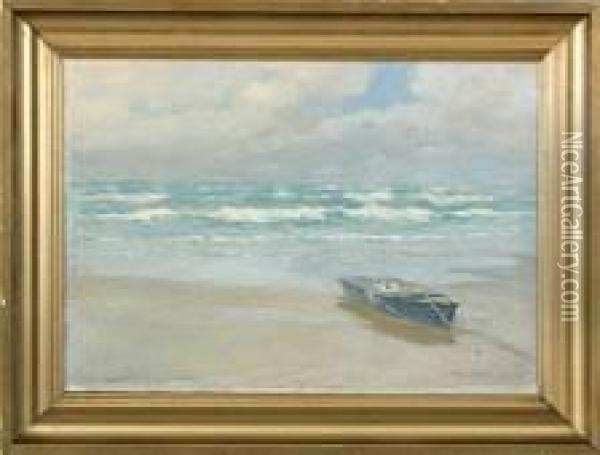 Costal Scene With Dinghy Oil Painting - Christian Asmussen