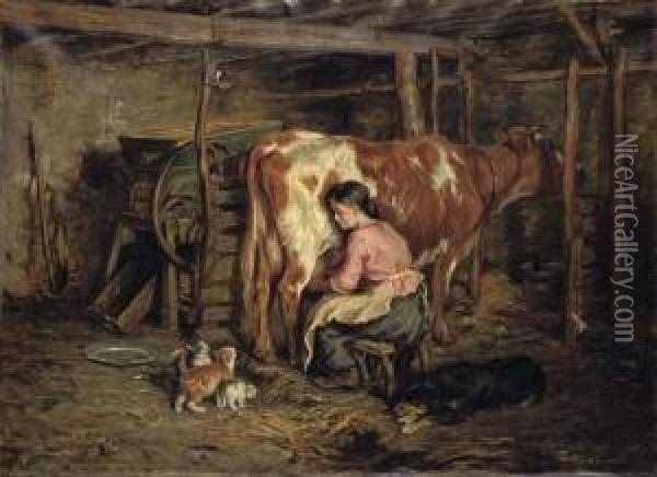 Milking Time Oil Painting - Robert L. Alexander