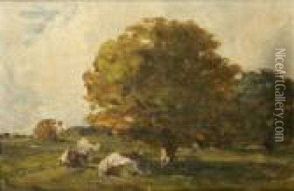 Cattle Resting In A Landscape Oil Painting - Nathaniel Hone