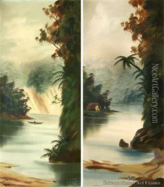 Wanganui River Scenes - Oil Painting - John de Critz