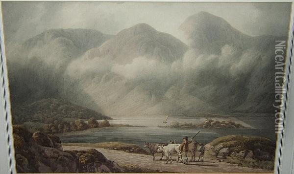 Crummock Water, Watercolour Over Traces Of Pencil Oil Painting - William Green Of Ambleside