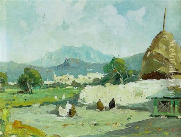 Farmyard Scene With Haystacks Oil Painting - Bartolomeo Giuliano