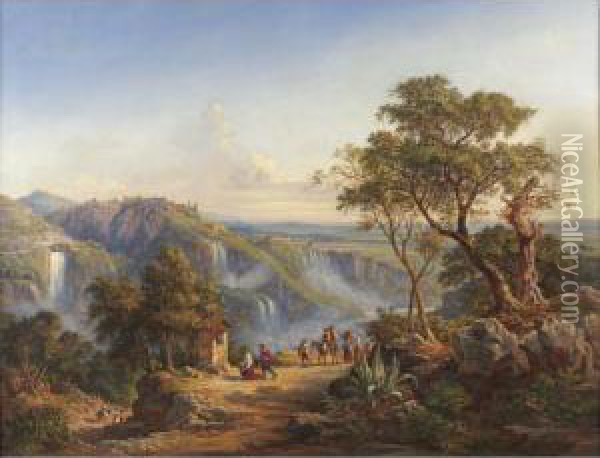 Pilgrims To A Mountain Shrine Oil Painting - Arthur John Strutt