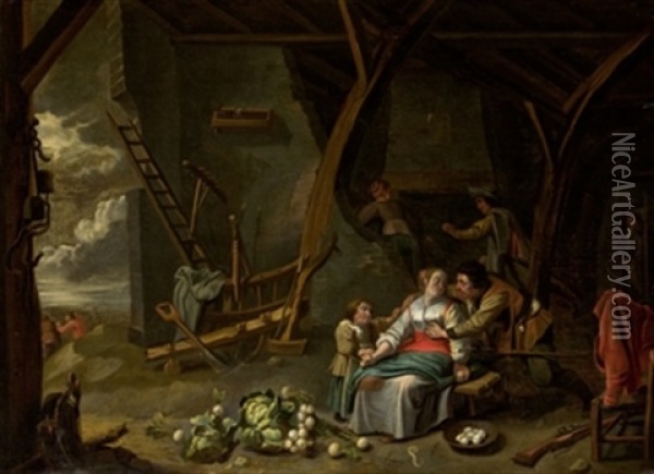 Familia En Interior Oil Painting - David Ryckaert III