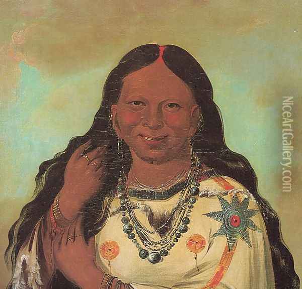 Kei-a-gis-gis, a woman of the Plains Ojibwa Oil Painting - George Catlin