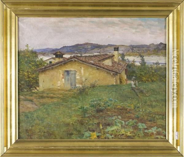 Casale Nella Campagna Toscana Oil Painting - Adolfo Tommasi