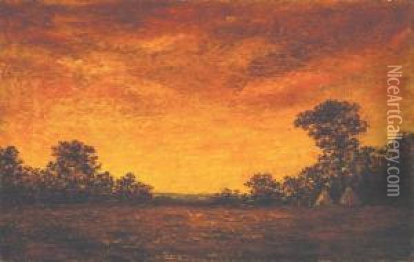 Indian Encampment At Sunset Oil Painting - Ralph Albert Blakelock