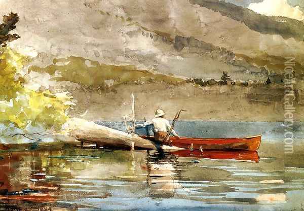 The Red Canoe Oil Painting - Winslow Homer
