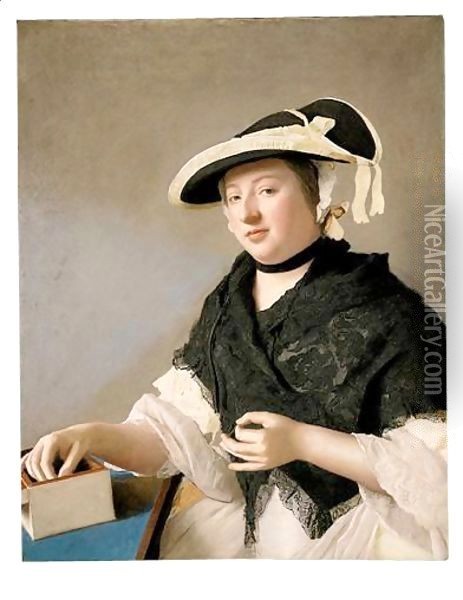 Portrait Of A Woman, Believed To Be Lady Fawkener Oil Painting - Etienne Liotard