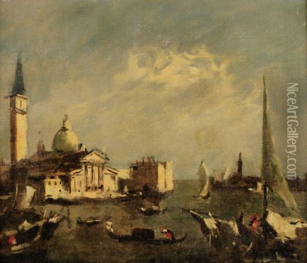 Venezia Oil Painting - Achille Cattaneo