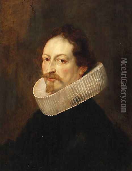 Portrait of Jan-Gaspar Gevartius, bust-length, in black costume and a ruff Oil Painting - Sir Peter Paul Rubens