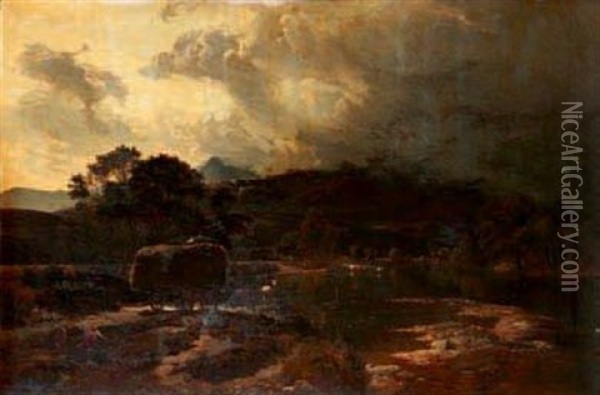 La Traversee A Gue De La Riviere Oil Painting - Sidney Richard Percy