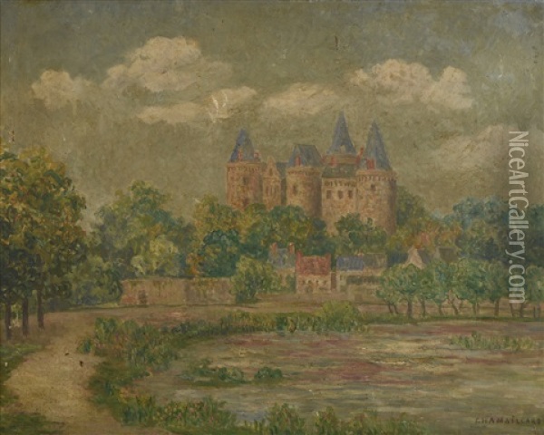 Chateau Aux Trois Tours Oil Painting - Ernest Ponthier De Chamaillard