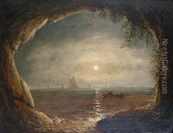 A View Out To Sea From The Mouth Of A Cave Oil Painting - Francis Danby