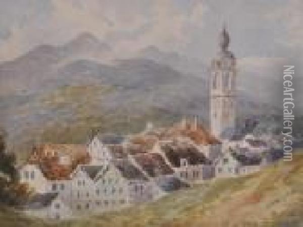 A Continental Town Oil Painting - Edmund Morison Wimperis