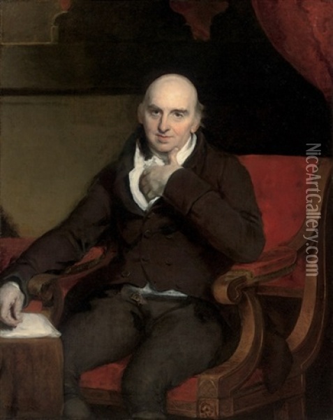 Portrait Of William Morgan, F.r.s. In A Brown Suit, Seated In A Red Armchair Oil Painting - Thomas Lawrence