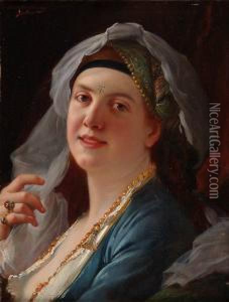 Portraitde Femme Orientale Oil Painting - Jean-Jules-Antoine Lecomte du Nouy