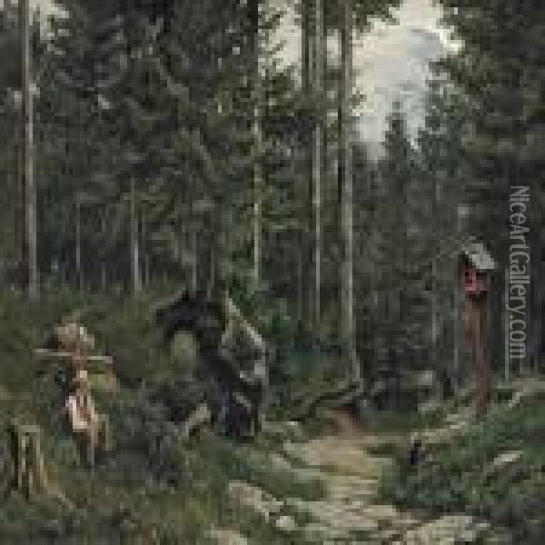 Sveitzer Landskab Oil Painting - Thorald Laessoe