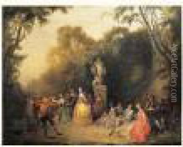 Scene De Bal Dans Un Jardin Oil Painting - Christian Wilhelm Ernst Dietrich